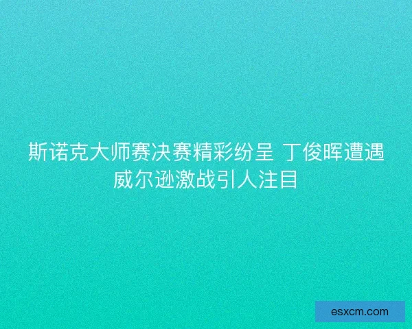 斯诺克大师赛决赛精彩纷呈 丁俊晖遭遇威尔逊激战引人注目