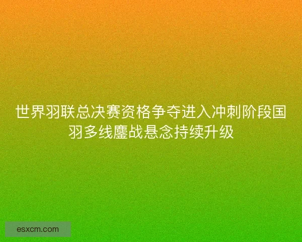 世界羽联总决赛资格争夺进入冲刺阶段国羽多线鏖战悬念持续升级